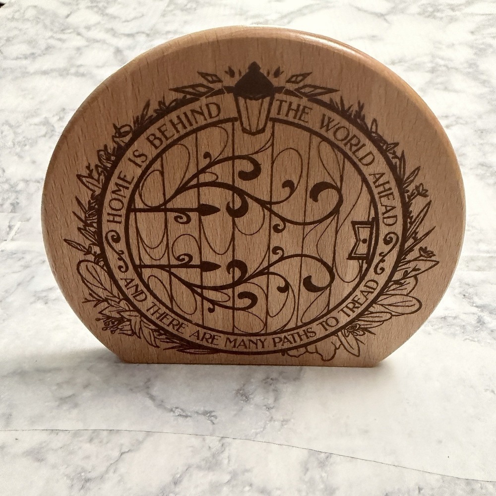 OwlCrate Exclusive Story Doorway Wood Lord Of The Rings Bookend Display Round